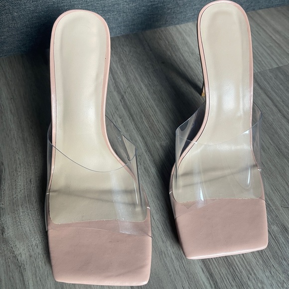 Nude Square Toe Heels - Picture 1 of 3